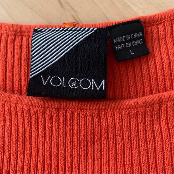 Volcom square neck orange knit babydoll top L - Picture 2 of 7
